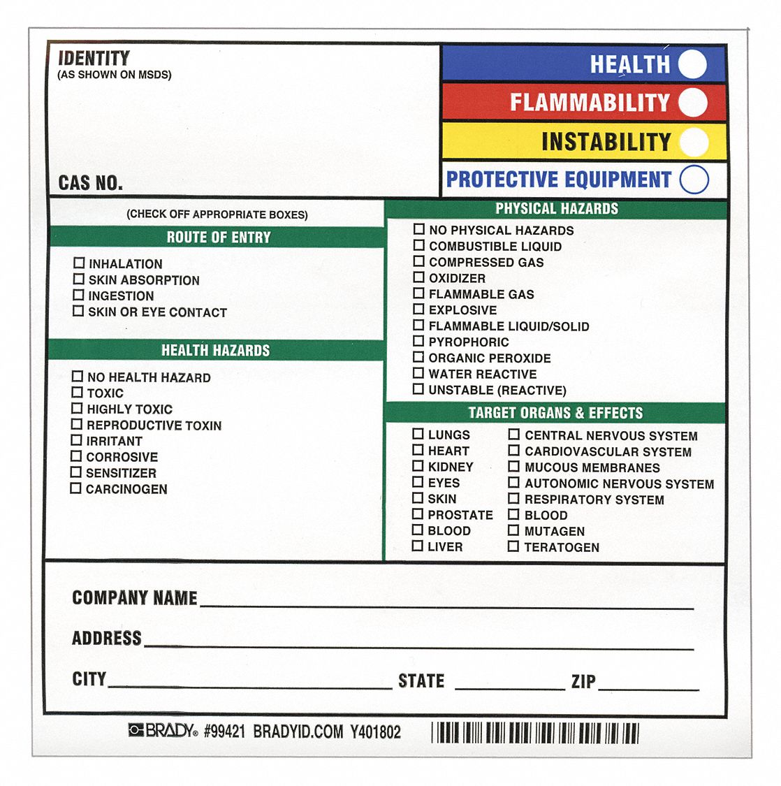 Brady Nfpa 3G-OTH-560930