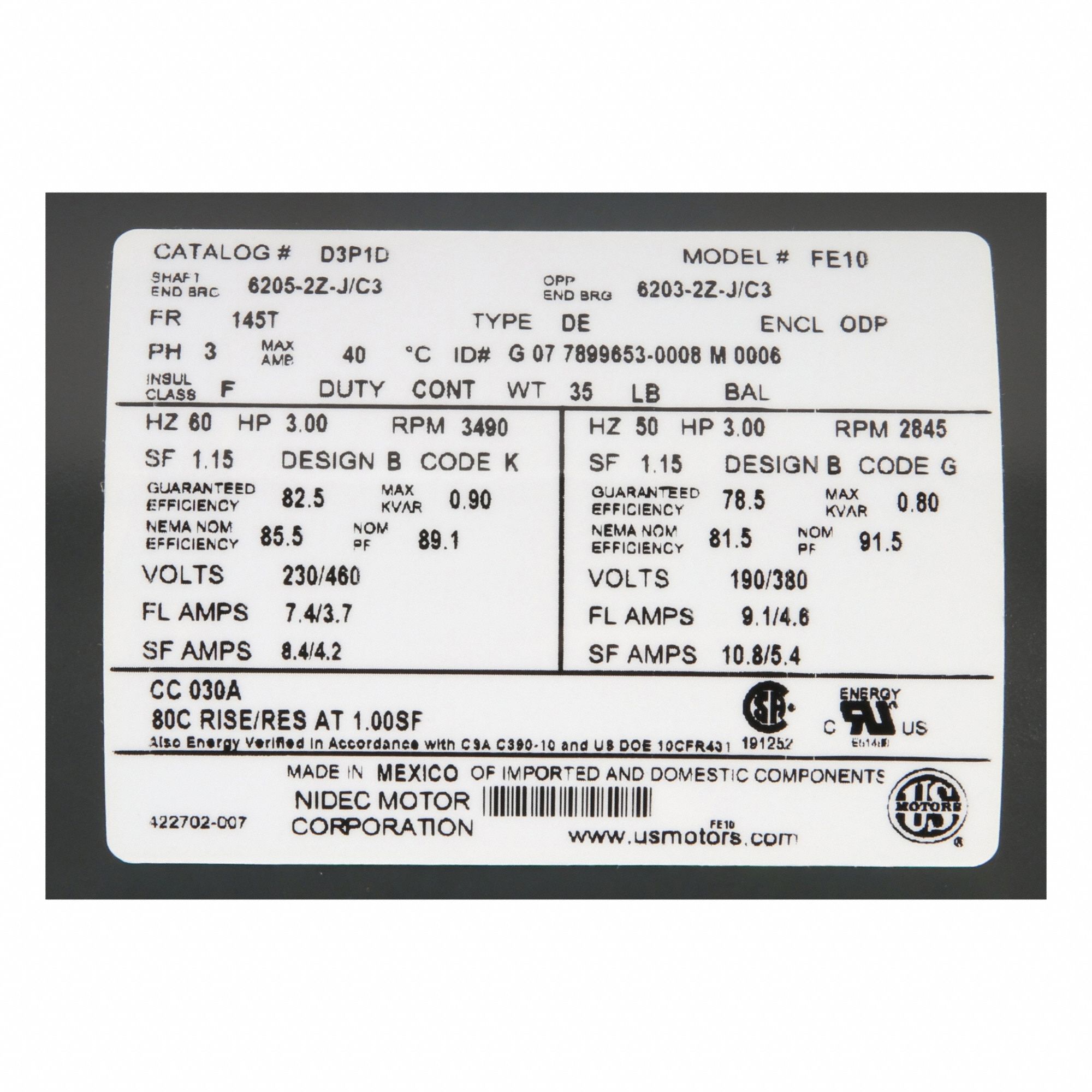 U.s. Motors 3G-OTH-58655