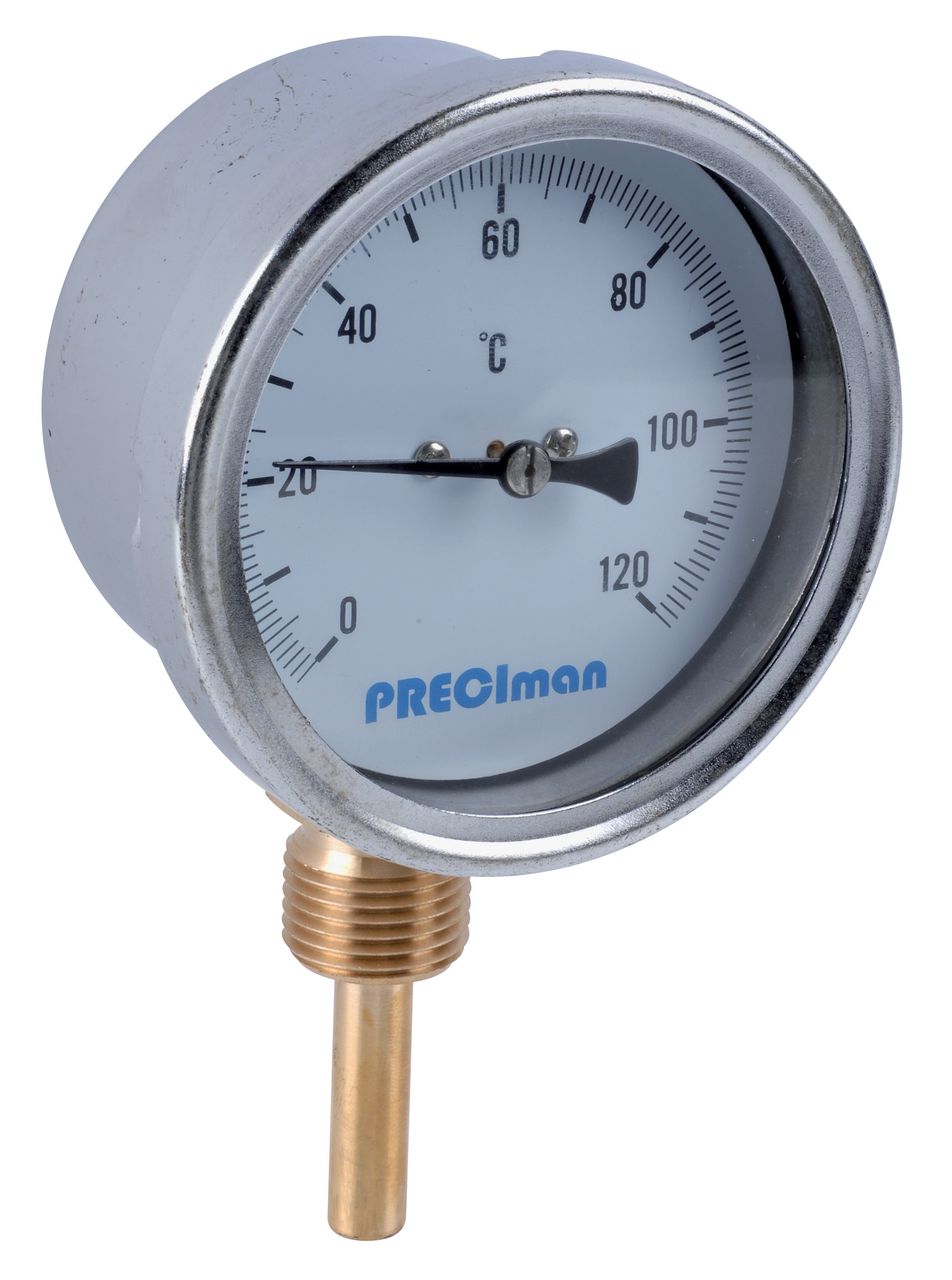 Green thermometer D100 0/120°C L5cm with thermowell