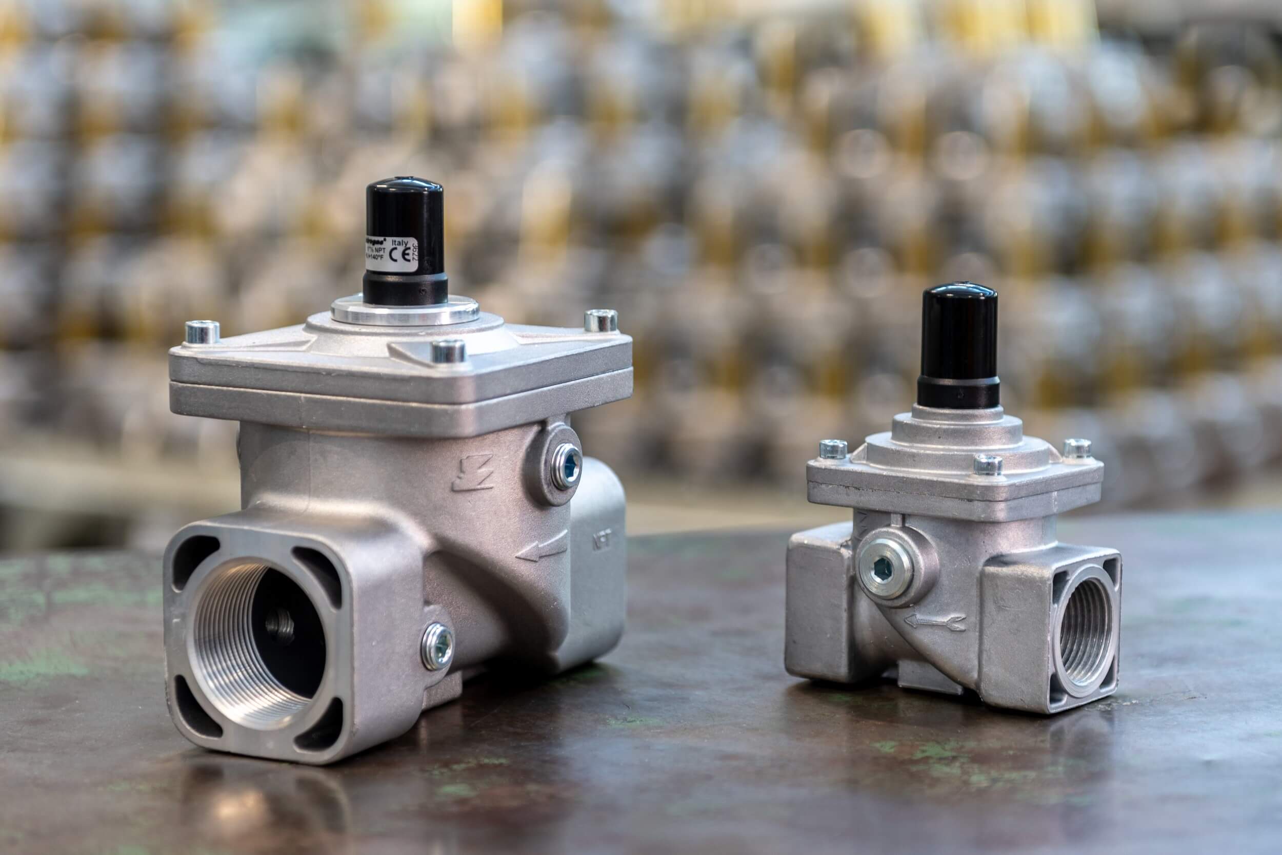 Elektrogas Needle Valves with mechanical adjustment. NV type valves are designed for fine-adjusting of gas flow and air flow in industrial combustion processes. Valves are operated manually using an Allen key to set the precise fire rate of the burner. All components are designed to withstand any mechanical, chemical, thermal condition occurring during typical service. Effective impregnation and surface treatments have been used to improve mechanical sturdiness, sealing and resistance to corrosion of the components. - Control Valves