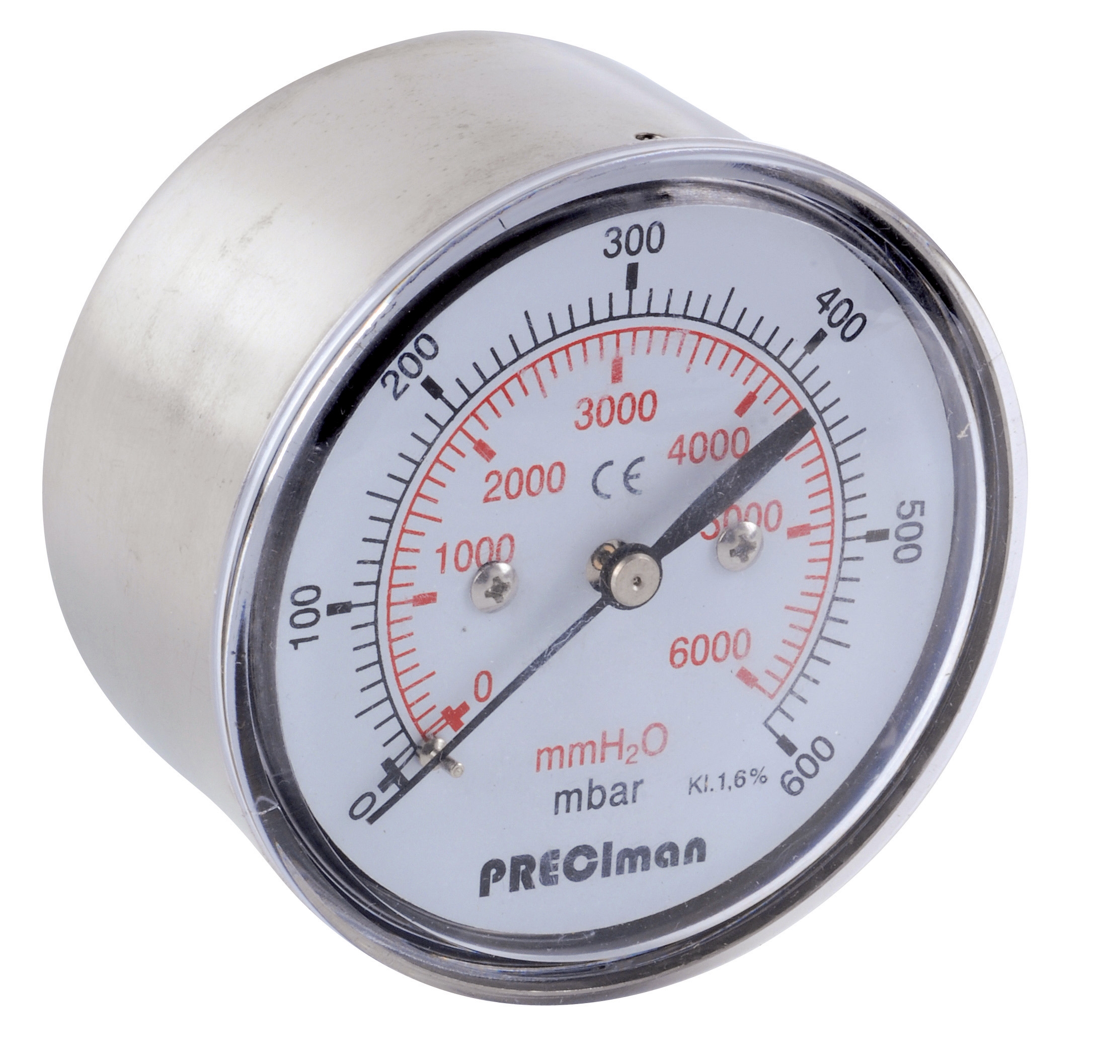 Stainless axial gauge D63 0/+25Mbar G1/4