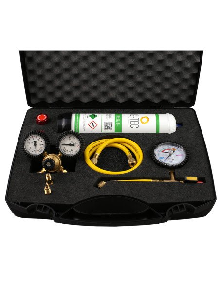 Nitrogen bottle pressurization kit and leak detector