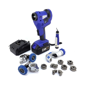 Electric swaging tool with ferrule heads
