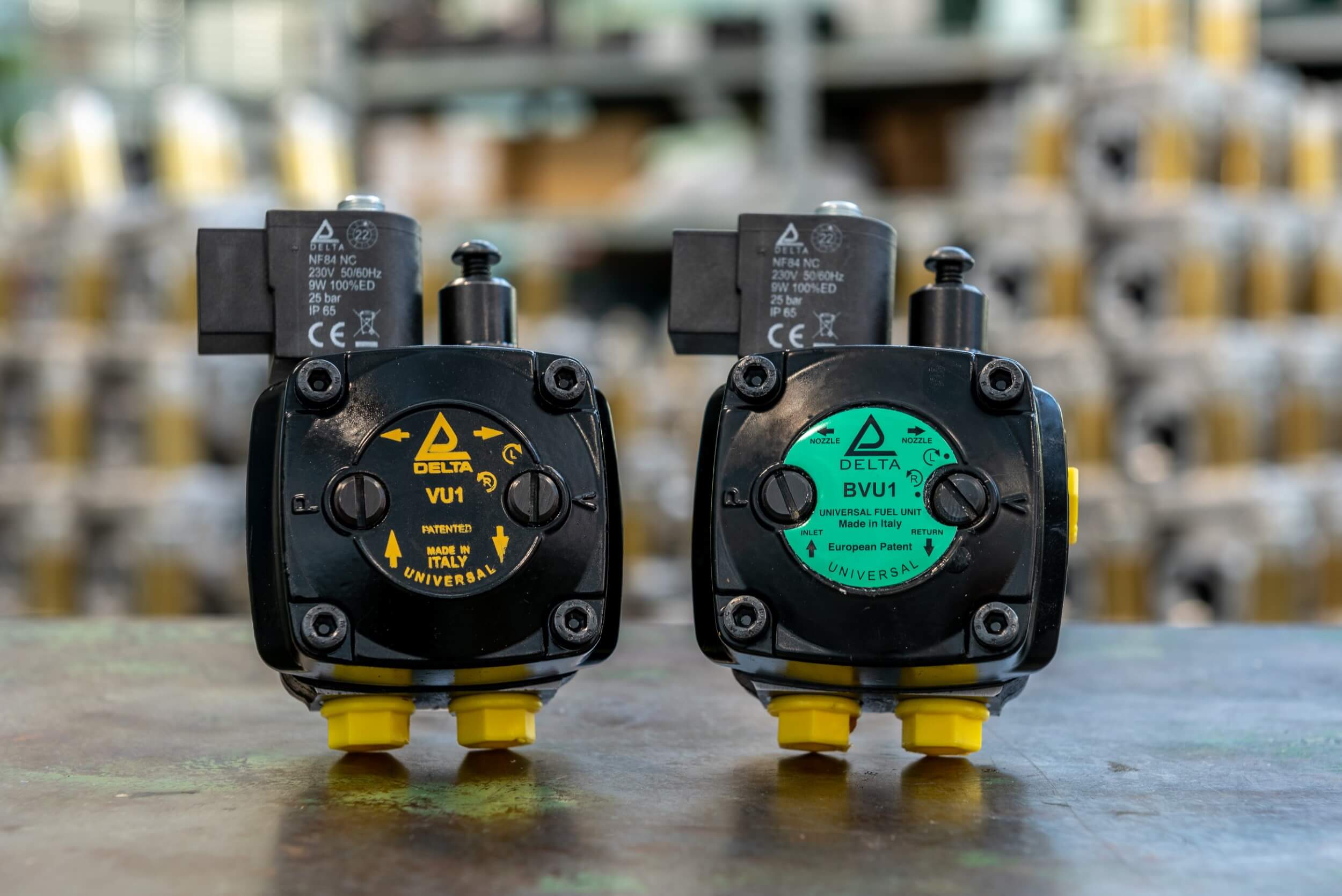 Gear pumps with 4-in-1 universal design. The DELTA Universal Fuel Unit is an efficient and modern oil pump, designed for pumping oil in high pressure oil burners and transfer pump applications. The mounting flange, hub and shaft sizes are manufactured to international standards (EN 225), and the same unit is provided with bilateral nozzle port, and is suitable for clockwise and counter clockwise rotation. The VU Universal pump can easily replace every other type of oil burners pump.
