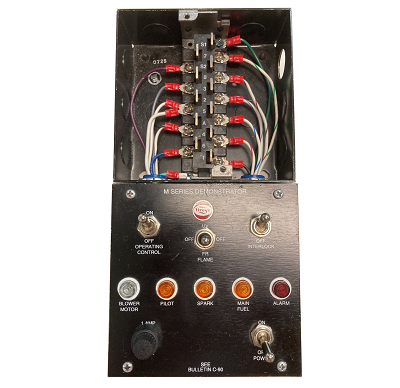 57AV7 Universal Test Unit. Fireye test unit Type 57AV7 Model 1000 provides a simple and convenient means to field-test the Fireye M-Series, M-Series II and MicroM controls.