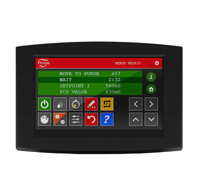 NXD410TS Touchscreen Interface. The NXD410TS provides the means to setup, monitor and display information from the NXF4000 and PPC4000 series of controls as well as any connected accessories. It provides a full touchscreen interface for monitoring, configuration and commissioning. The NXD410TS touchscreen is panel mounted and connects to the NXF4000 or PPC4000 control using a serial communication cable.