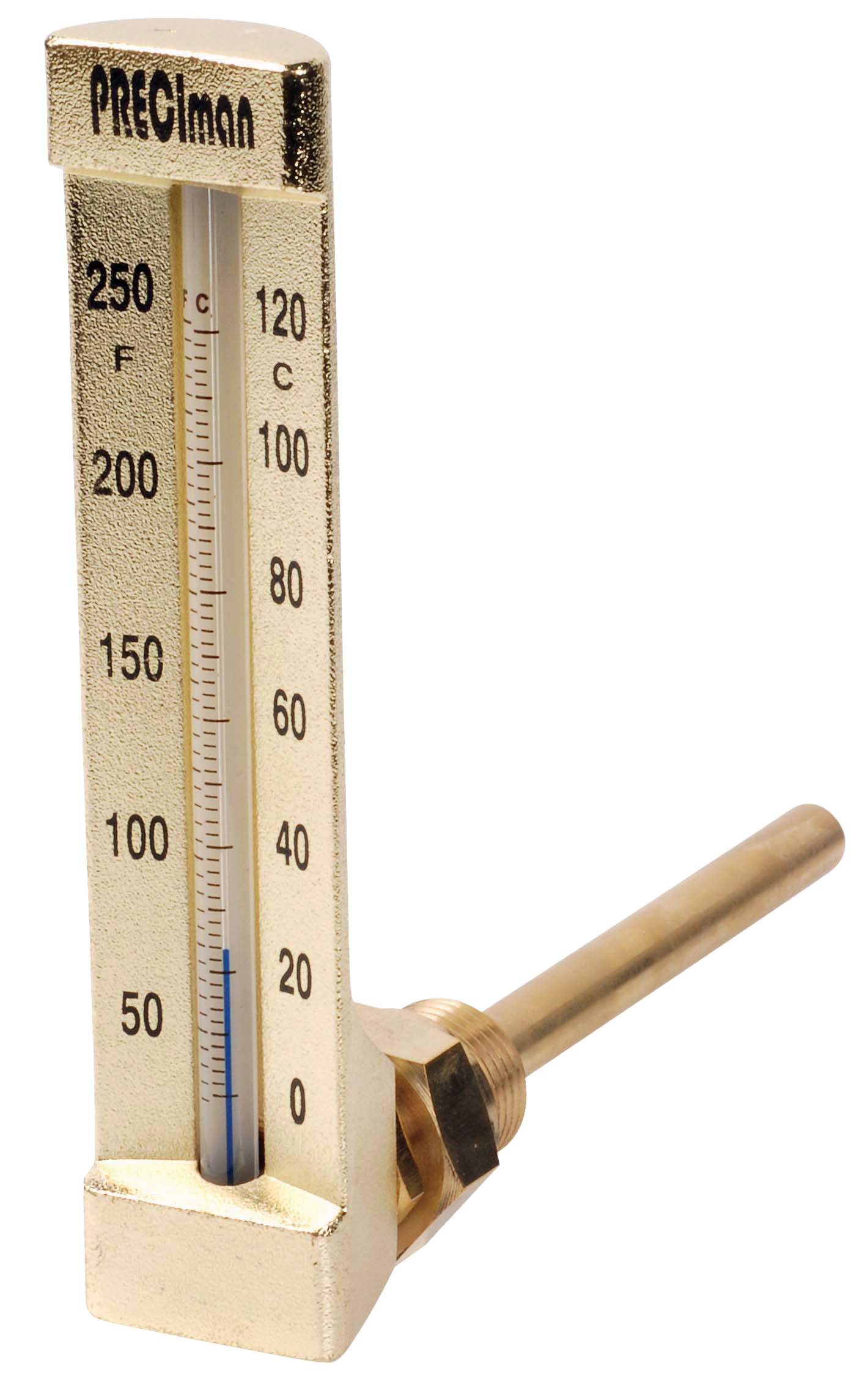 Industrial thermometer 0/+120°C immersion probe 63 angle bracket height 200