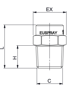 Hydraulic atomizer MX8 1/4M index 8 angle 90°