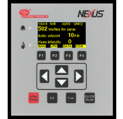 NX6220 and NX6330 12-Key Keypad Display. The Fireye NX6220 or NX6330 (with Ethernet) OLED (Organic LED) 12 key keypad displays provide an easy to read, bright operator interface for operation and commissioning of Fireye NX6100 or PPC6000* series control. The addition of four multifunction soft keys, make commissioning quicker and easier. Once in commissioning mode, these keys group related options, such as all servomotor options, together for convenience, minimizing the risk of skipping options that are related but in different areas of the program.