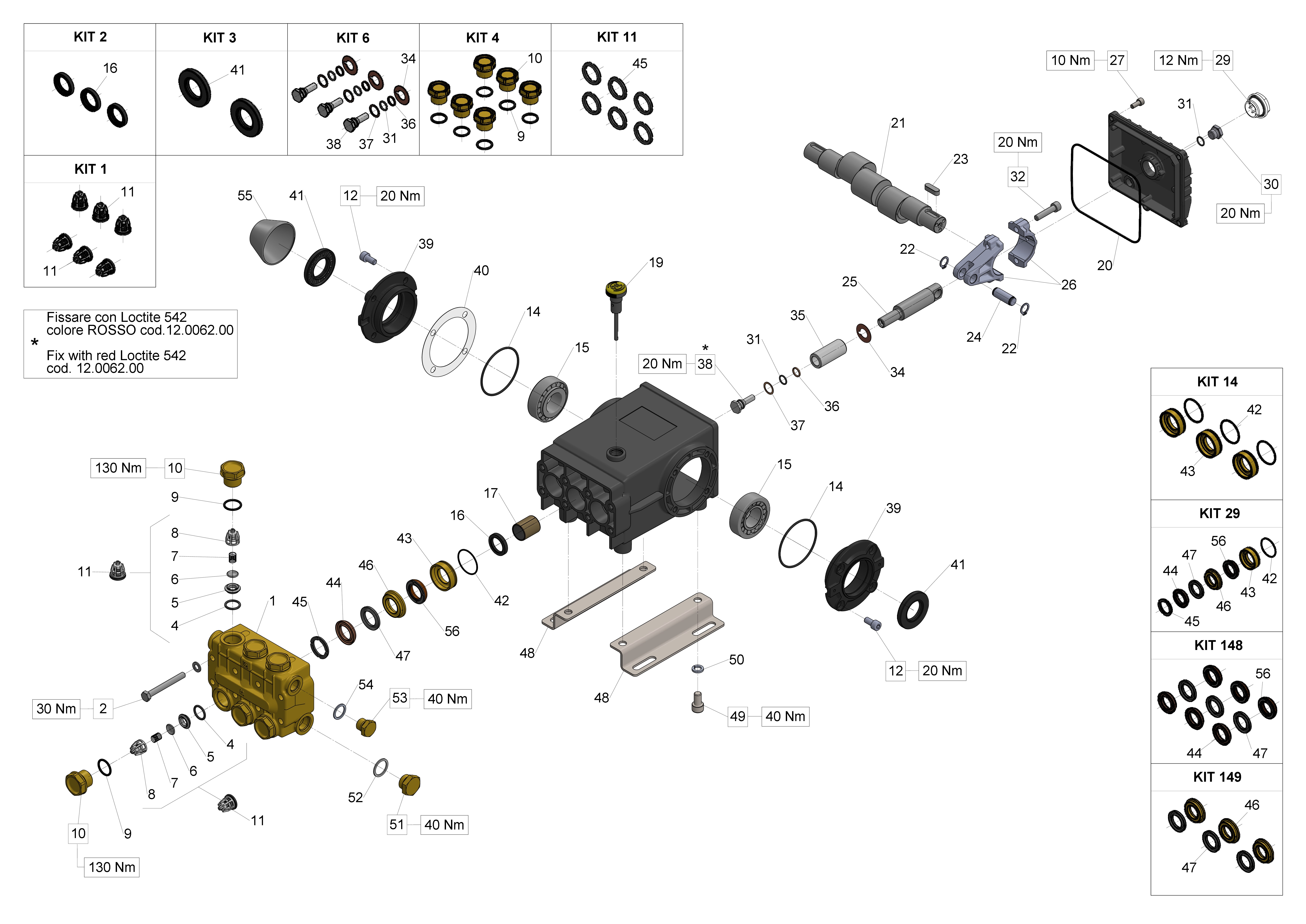 T921 — Double male shaft (key) exploded diagram