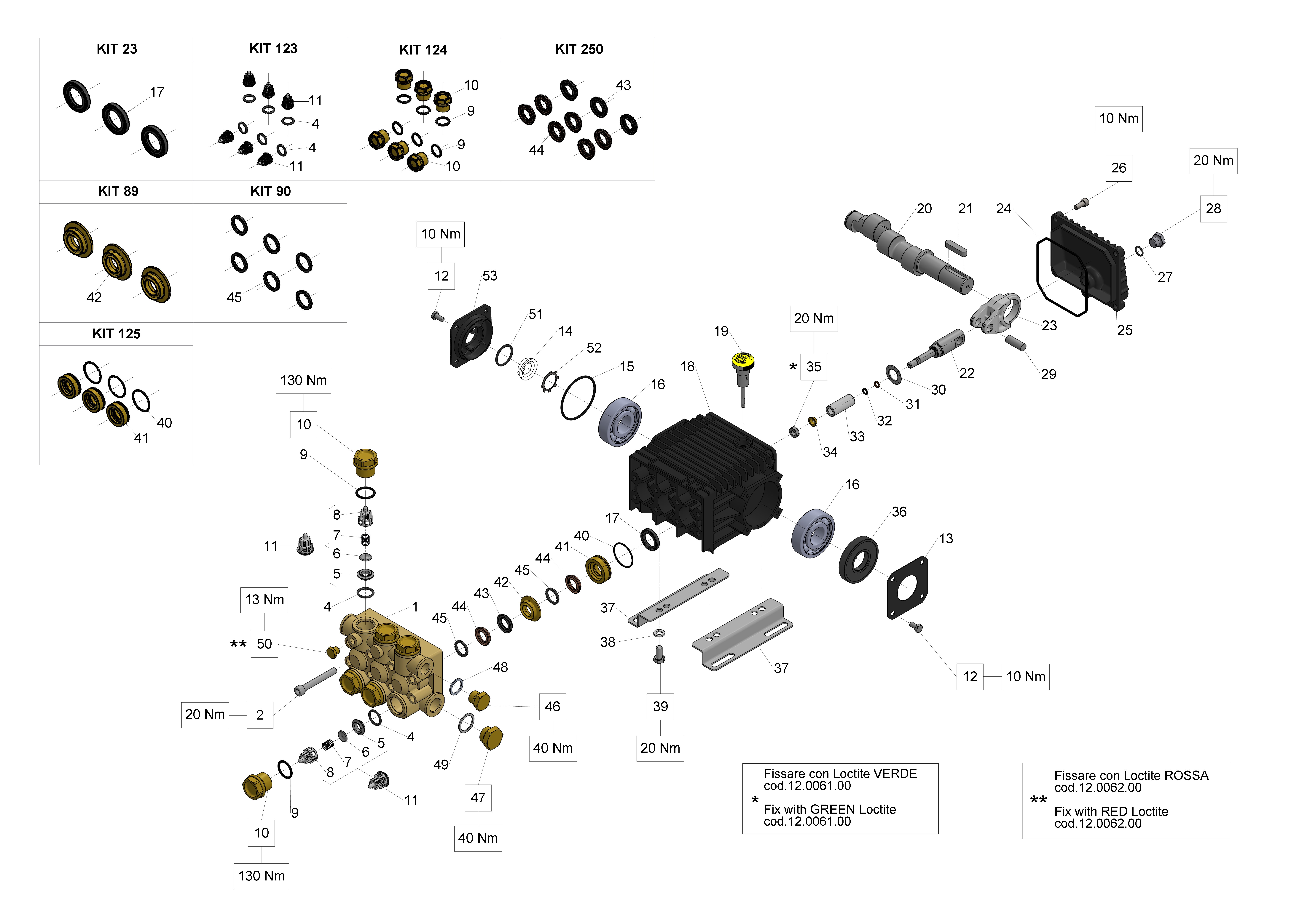 W130 — Male shaft (key) exploded diagram