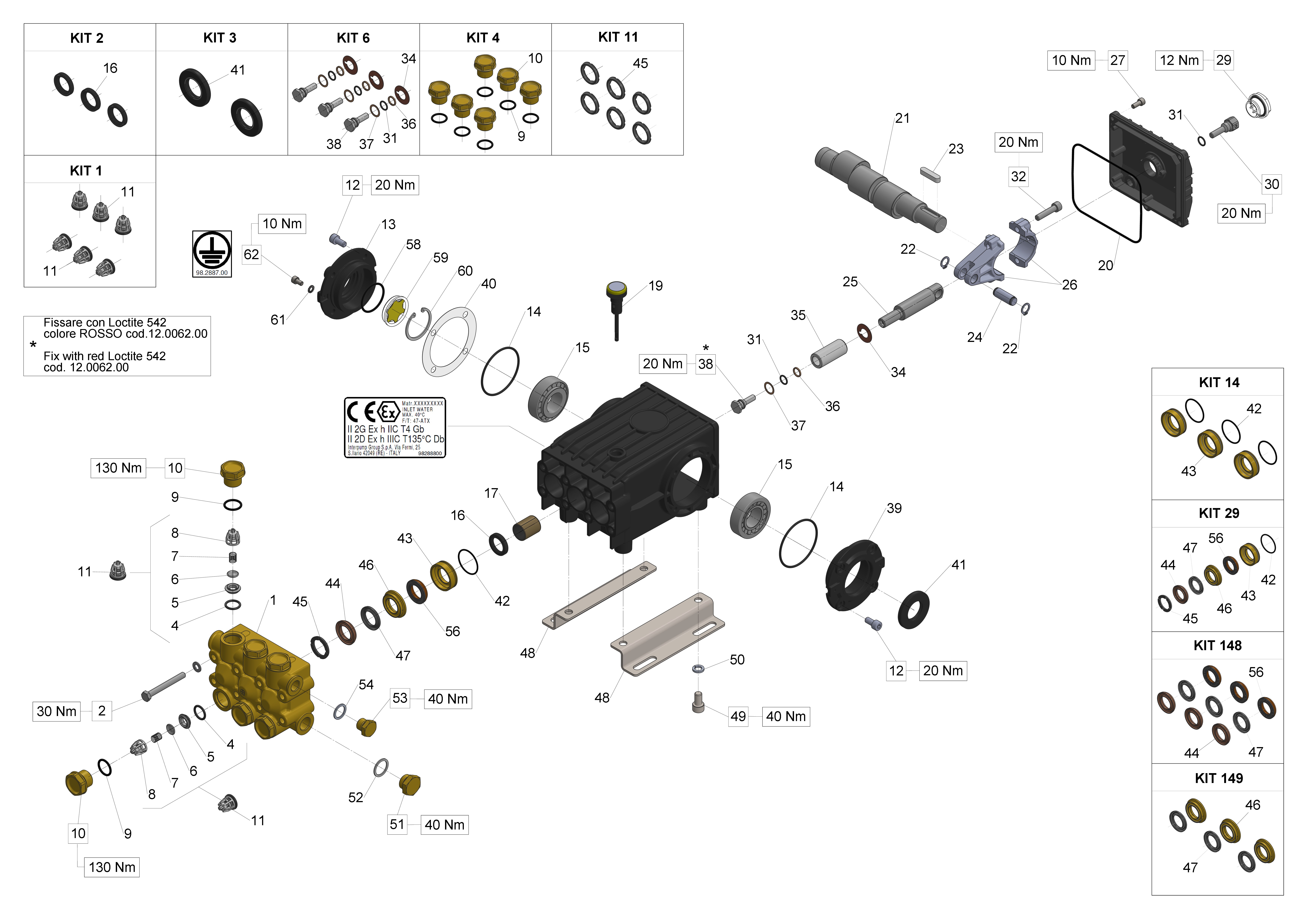 WS92 — Male shaft (key) exploded diagram