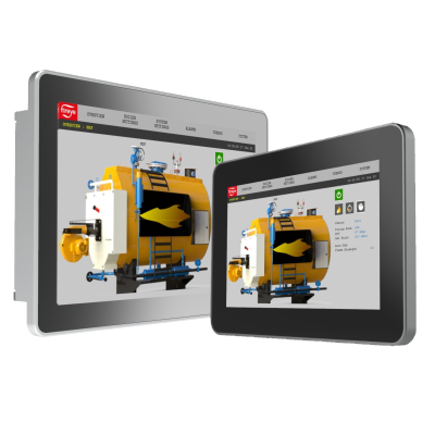 NXTSD507HD and NXTSD512HD Enhanced Touchscreen Interfaces. The NXTSD507HD and NXTSD512HD enhanced touchscreen interfaces offer expanded capability beyone what the standard NXD410TS keypad can offer. These touchscreens can be used either with an existing NXD410TS or in place of one, allowing both monitoring and commissioning. Multiple controls can connect to one touchscreen, and auxiliary devices such as the BurnerLogix, YZ300 interlock annunciator and ABB VFDs can also be connected for more complete monitoring. Remote monitoring via VNC and a Modbus server are also standard features.
