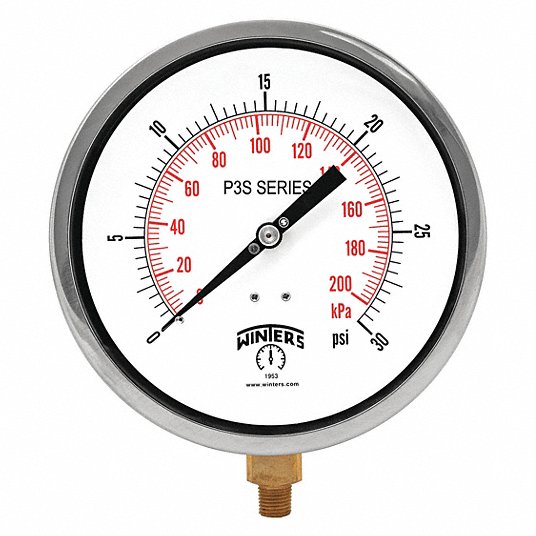 Glycerin pressure gauge all stainless steel axial D63 0/+1,6bar G1/4