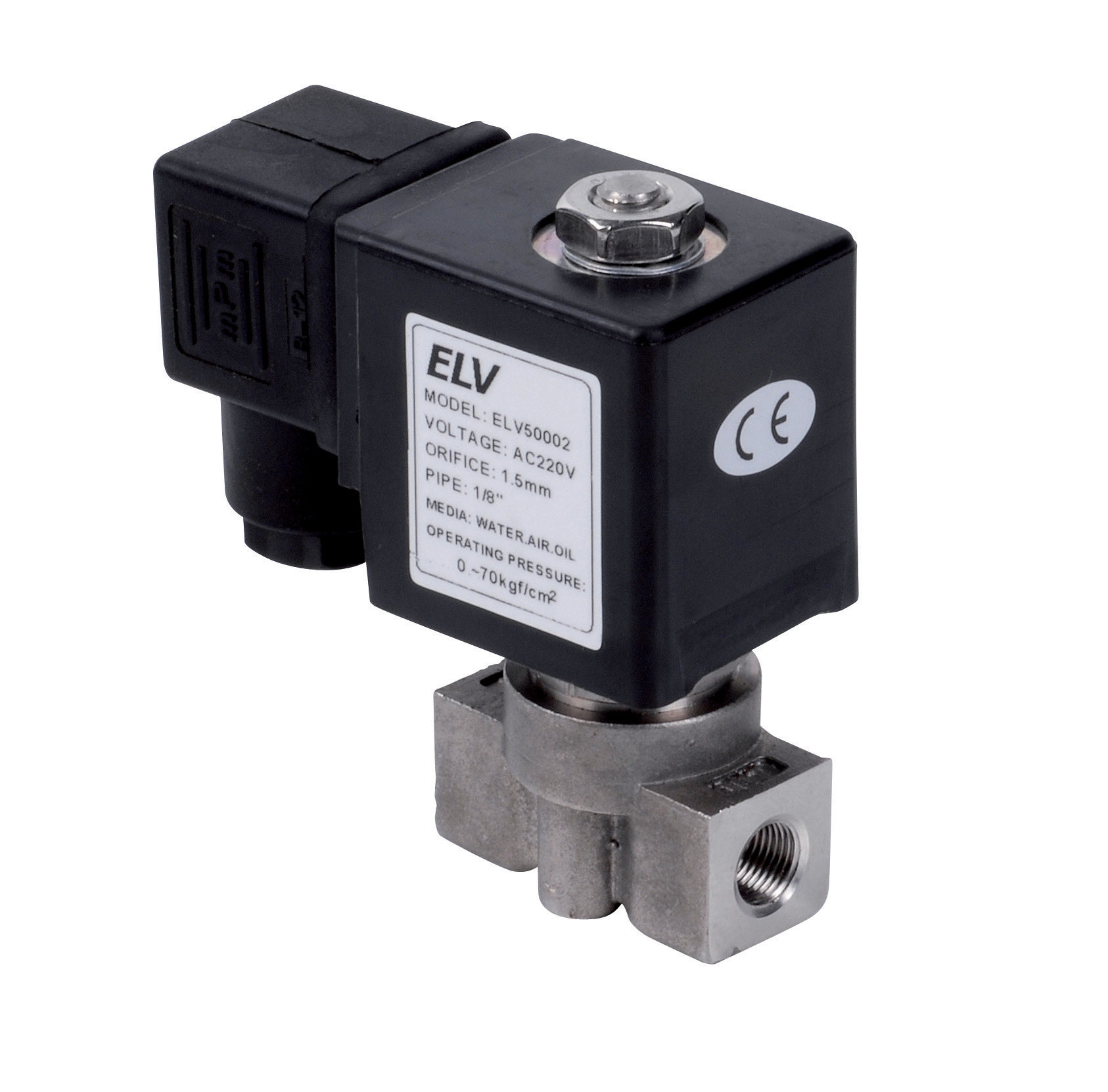 Stainless steel solenoid valve D1/8 NF 230V 70 bar