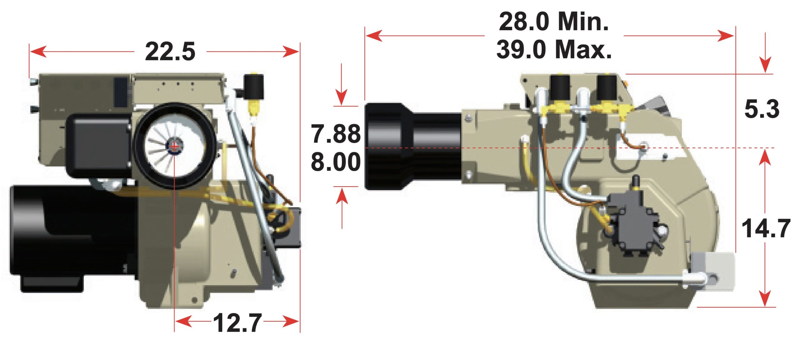 Beckett CF3500 Oil Burner 17.00 to 35.00 GPH | AC Power - Diesel burners - Technical Drawing 1