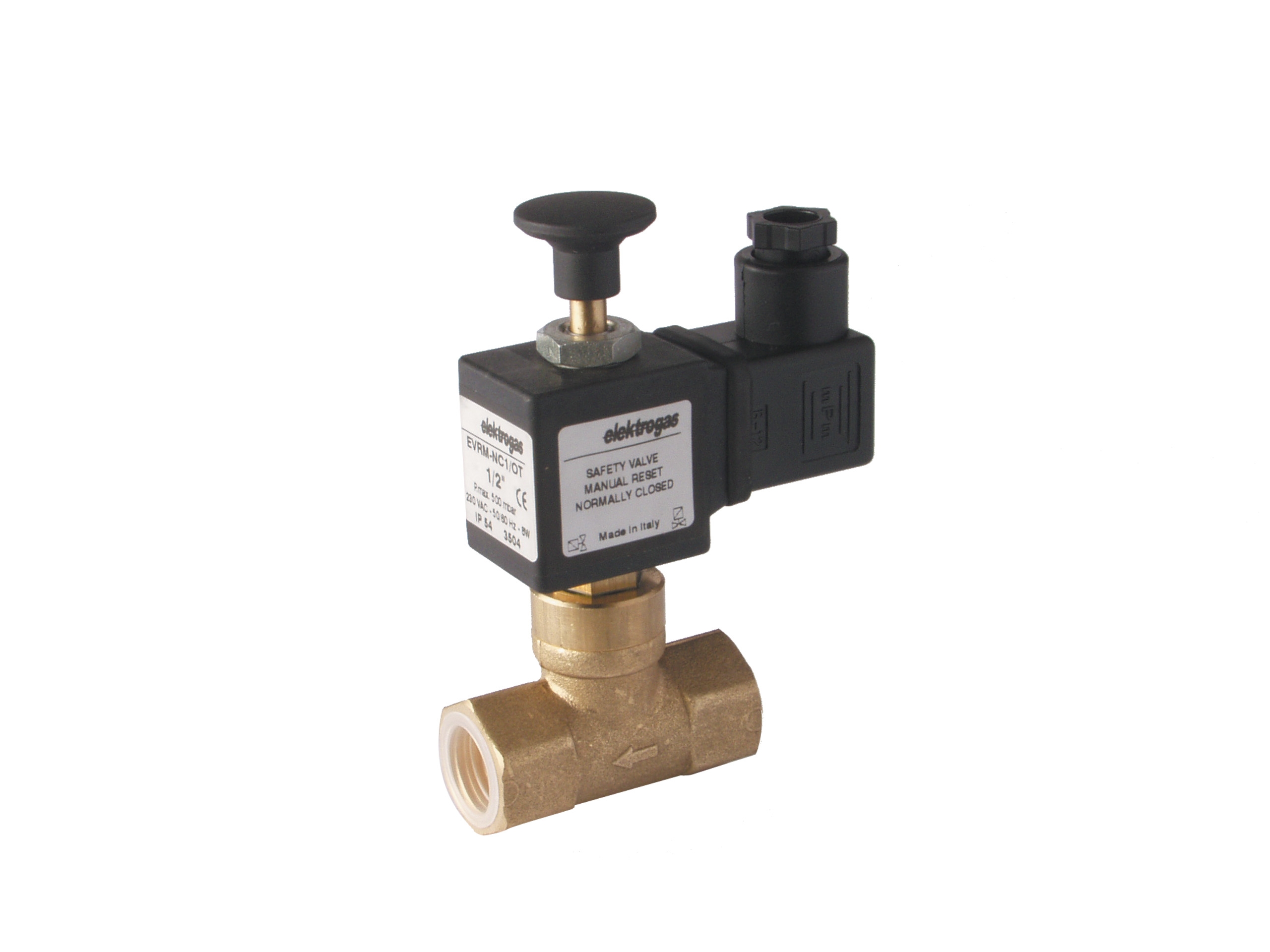 Solenoid valve EVRM NC1-OT threaded D1/2" 600 Mbar brass