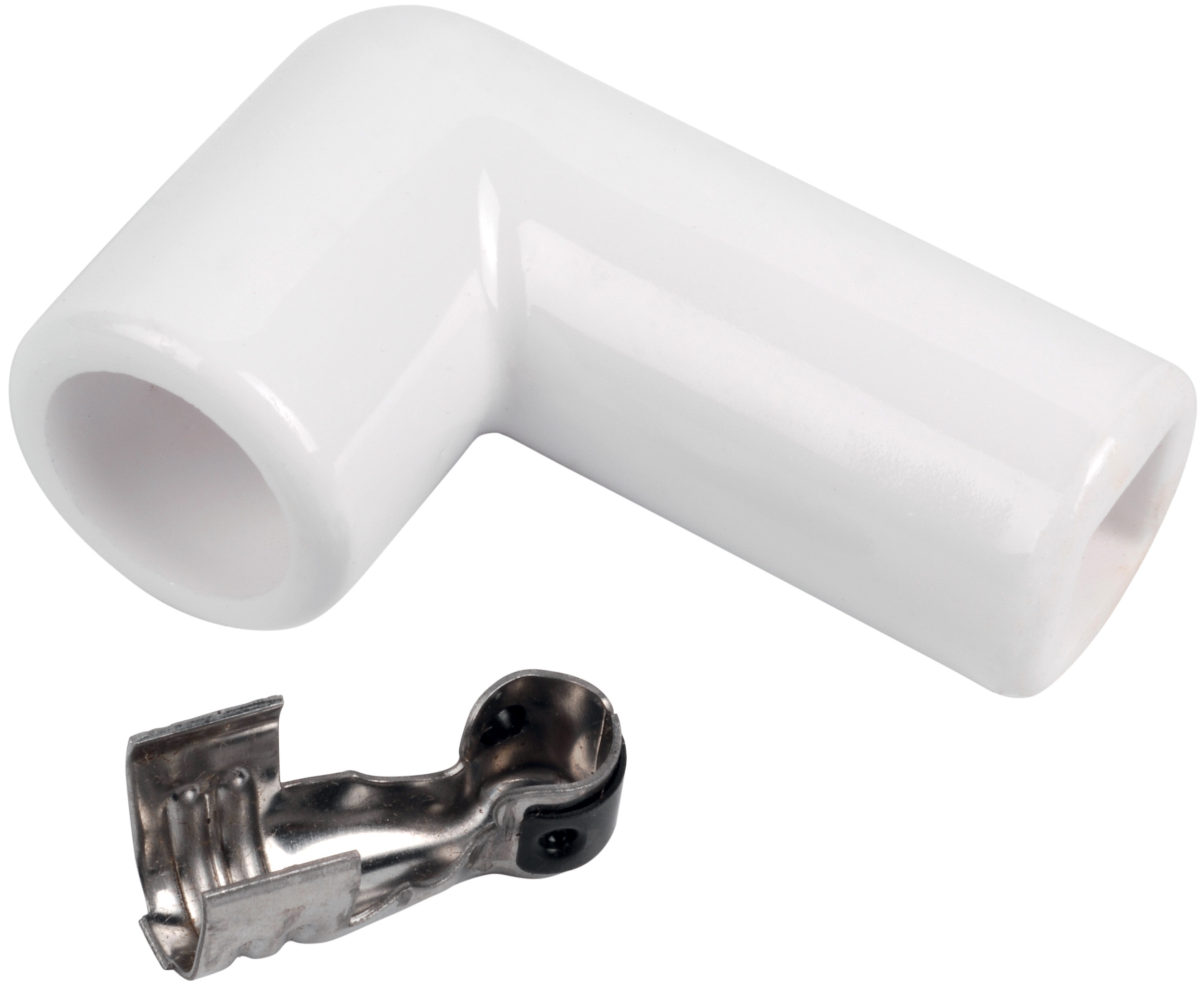 Bent porcelain connector with lug