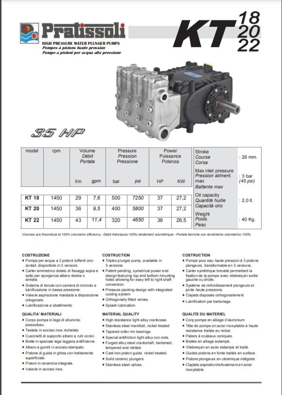POMPA KT24 DX HYP + MOTORE INGR. 70