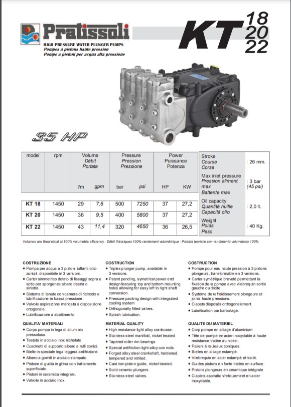 POMPA KT30 DX HYP + MOTORE INGR. 70