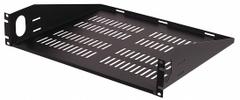 VIDEO MOUNT PRODUCTS Vented Rack Shelf: 2 u, Vented Shelf, 14 7/8 in Overall Dp, 3 1/2 in Overall Ht (MPN ER-S2UV). Key specifications — Brand: VIDEO MOUNT PRODUCTS; Color: Black; _Shelf Style: Vented.