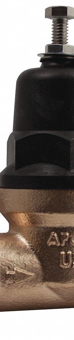 APOLLO Water Pressure Reducing Valve: Solder x Solder, 1/2 in Pipe Size, Bronze, 15 psig to 75 psig (MPN 36ELF12301S). Key specifications — Brand: APOLLO; Low-Lead Compliance: Low-Lead Compliant.
