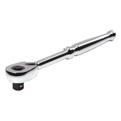 TEKTON Quick-Release Ratchet: Pear, Reversible, 8 in Overall Lg, Polished, 4° Min Arc Swing, Std Lg (MPN SRH11108). Key specifications — attr1205598: Reversible; attr1205605: Quick-Release Included; attr1205626: Polished; attr1228094: Standard Length; attr1205607: Pear; attr1205624: TEKTON.