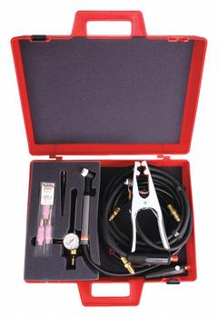 LINCOLN ELECTRIC TIG Torch Starter Pack: Air-Cooled, PTA-17, 12 1/2 ft, Braided Rubber, 1-Piece, 17 (MPN K2266-1). Key specifications — Brand: LINCOLN ELECTRIC; Manufacturer Part Number: K2266-1; Neck Type: Rigid; Power Cord Material: Braided Rubber; Gas Valve (Table): Without.