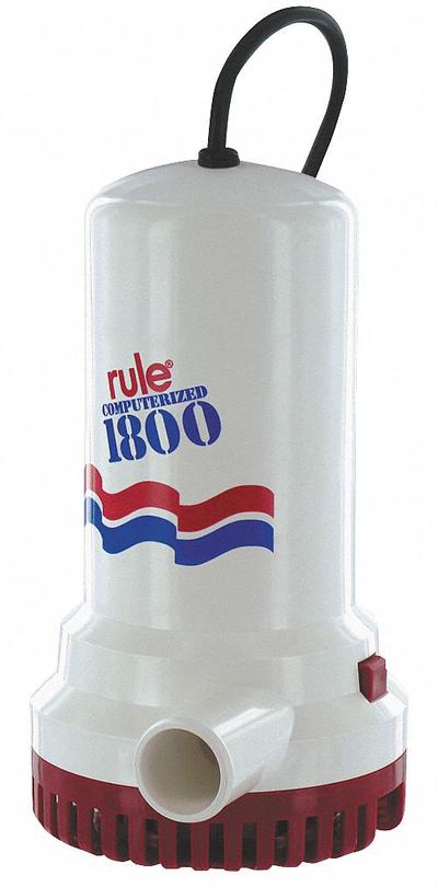 RULE Submersible Sump Pump: Continuous Duty, 15 ft Max. Head, 30 gpm Flow Rate @ 5' of Head - Light-Duty Submersible Electric-Operated Utility Pumps