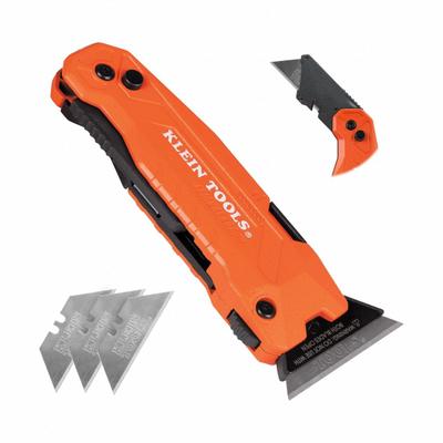 KLEIN TOOLS Folding Utility Knife: 5 in/7 1/2 in, Steel, Aluminum - Manually Opening Multi-Tool Utility Knives