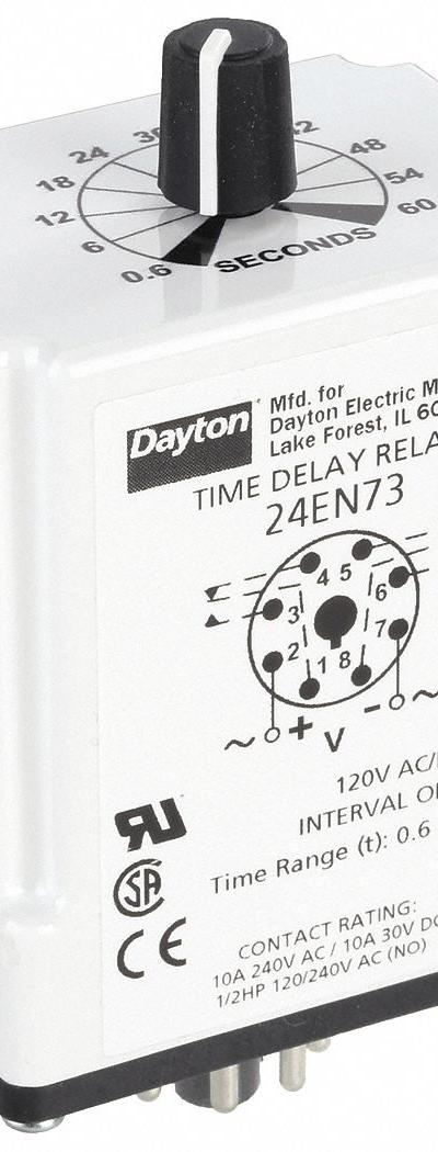 DAYTON Single Function Time Delay Relay: Socket Mounted - Socket-Mounted Relays