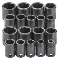 PROTO Impact Socket Set: 3/8 in Drive Size, Small Set (0-50 pieces) Set Size, 18 Pieces, Black Oxide (MPN J72230). Key specifications — attr1204251: PROTO; attr1215453: 3/8 in; attr1215454: 1/4 in to 3/4 in.