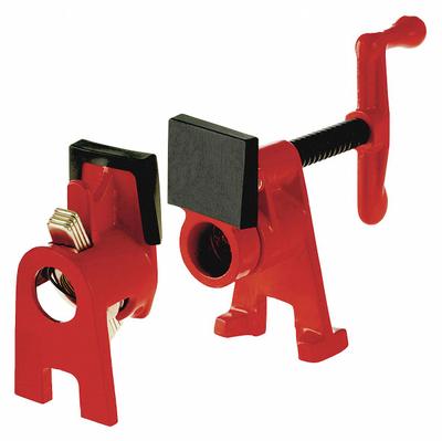 BESSEY Pipe Clamp: Light Duty, 440 lb Clamping Force, 1 1/2 in Throat Dp, Crank Handle - Pipe Clamps