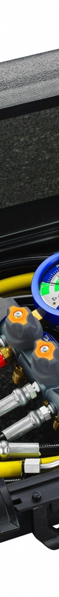 YELLOW JACKET Manifold Gauge Kit: 4 Valves, Series Titan, 3 1/8 in Gauge, For R-744 (MPN 45930). Key specifications — Product Type: Manifold Gauge Kit; For Refrigerant Type: R-744; Brand: YELLOW JACKET; Includes: Quick Couplers; Gauge Boots: No; Sight Glass: No.