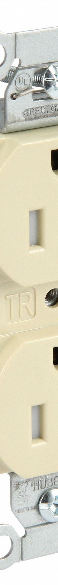 HUBBELL Receptacle: Duplex, 5-20, Ivory, 125V AC, 20 A, 2 Pole / 3 Wire (MPN CR20ITR)
