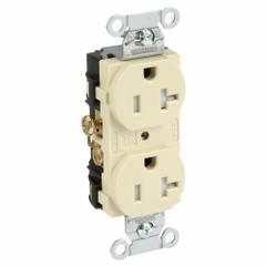 HUBBELL Receptacle: Duplex, 5-20, Ivory, 125V AC, 20 A, 2 Pole / 3 Wire (MPN CR20ITR)