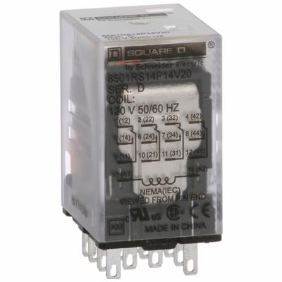 SCHNEIDER General Purpose Relay: Socket Mounted, 6 A Current Rating, 120V AC, 4PDT - Socket-Mounted Relays