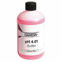 OAKTON Buffer - pH 4.01 - Color Coded Red: ACS, 500 mL Volume, Liquid, pH 4.01, Plastic, Bottle, 1 (MPN 00654-00). Key specifications — Brand: OAKTON; CAS Number: 845-10-3; Chemical Family Type: Solution; Chemical Grade: ACS; Concentration: pH 4.01; Container Material: Plastic; Container Type: Bottle; Form: Liquid.