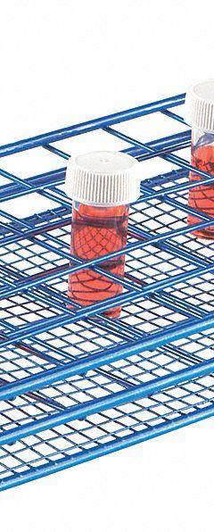 Tube Rack: Wire, Blue, (50) Wells, 50 Compartments, Benchtop (MPN 120086). Key specifications — Material: Wire; Mounting Location: Benchtop; Color: Blue; Product Type: Test Tube Rack; Total Holding Capacity: (50) Wells; Brand: HEATHROW SCIENTIFIC.