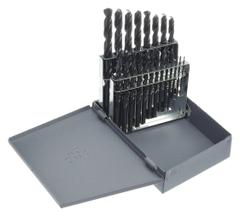 CLE-LINE Jobber Length Drill Bit Set: 21 Pc, 1/16" to 3/8" by 64ths, 135° Split Point (MPN C21115). Key specifications — attr1236168: Metal Index.