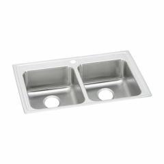 JUST MANUFACTURING Bowl Drop-In Sink: 33 in Overall Lg, 21 1/4 in Overall Wd, 6 in Bowl Dp, 2 Bowls (MPN DLADA2133A602-J). Key specifications — Brand: JUST MANUFACTURING; Color Family: Silver/Gray.