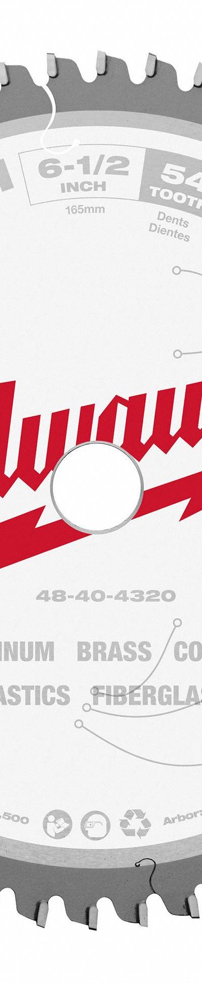MILWAUKEE Circular Saw Blade: 6 1/2 in Blade Dia - Aluminum & Soft Metal-Cutting Blades
