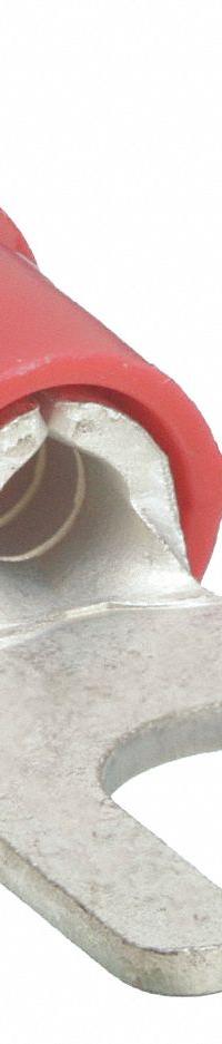 GRAINGER Fork Terminals: Red, Vinyl, #8 Stud Size, 22 AWG – 16 AWG Wire Range, Std Fork, 600 V (MPN 5WHE5). Key specifications — Barrel Style: Funnel Entry; Manufacturer Part Number: 5WHE5; Brand: GRAINGER.