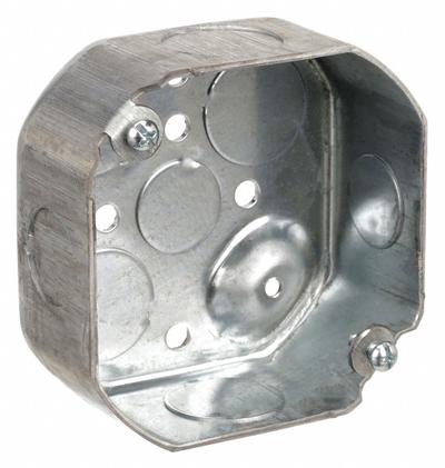 RACO Electrical Box: Steel, Steel Material & Nominal Size, Octagon, 2 Gangs - Ceiling Electrical Boxes