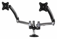 PEERLESS Dual-Monitor Arm: Surface, For 10 in to 38 in Screens, Max. 17.8 lb, Fixed, 360° Swivel (MPN LCT620AD). Key specifications — Manufacturer Part Number: LCT620AD; Finish: Gloss; Material: Aluminum; Mounting Location: Surface; Brand: PEERLESS; Color: Black.
