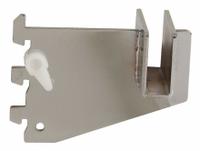 ECONOCO Rectangular Tubing Bracket: Single, 1 in Slot Spacing, 1/2 in Slot Lg, 1/8 in x 3 in x 3 in (MPN CR3). Key specifications — Product Type: Rectangular Tubing Bracket; Color: Silver; For Display Type: Single Slotted Standards; Material: Steel; Duty Rating: Heavy Duty; Brand: ECONOCO; Finish: Chrome; Mounting Type: Hanging.