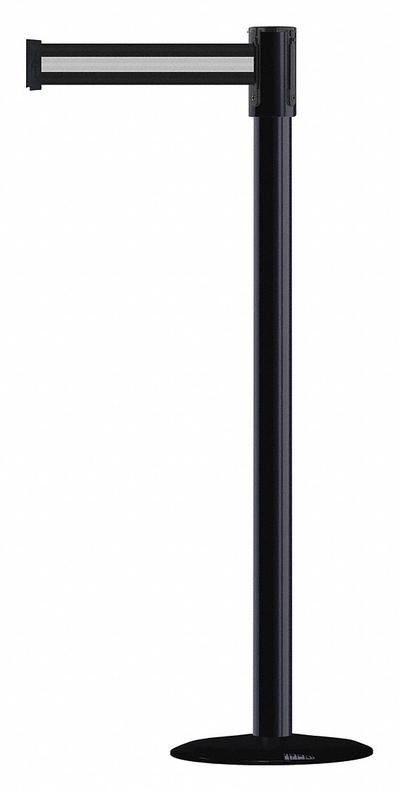 TENSABARRIER Barrier Post with Belt: White, Horizontal Stripe, No Legend, 7 1/2 ft Belt Lg - Pattern Retractable Belt Post Barriers