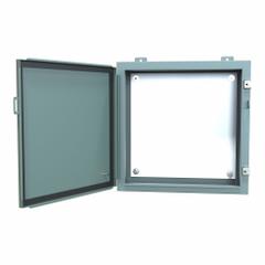 HAMMOND Electrical Enclosure: Steel, 20 in x 20 in x 6 in, NEMA 12/13, w/Panel, Solid Cover, Hinged (MPN 1418D6). Key specifications — Brand: HAMMOND; Closure Method: Clamps; Knockouts: Not Included.