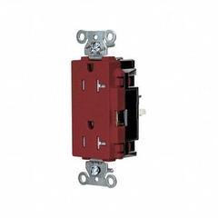 HUBBELL Receptacle: Decorator Duplex, 5-20, Red, 125V AC, 20 A, 2 Pole / 3 Wire (MPN DR20STRTR)
