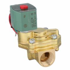 REDHAT Solenoid Valve: 2-Way, Normally Closed, 3/4 in Pipe Size, 110V AC/120V AC, Slow-Closing (MPN 8221G005). Key specifications — Pipe Size: 3/4 in; Voltage: 110V AC; Brand: REDHAT; Coil Enclosure: Watertight.
